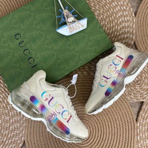 gucci ayakkabi renkli̇ logo sneaker rhyton seffaf taban