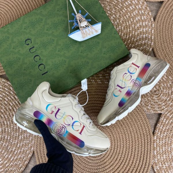 gucci ayakkabi renkli̇ logo sneaker rhyton seffaf taban