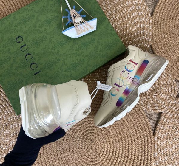 gucci ayakkabi renkli̇ logo sneaker rhyton seffaf taban