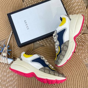 gucci ayakkabi rhyton pembe lacivert sari sneaker