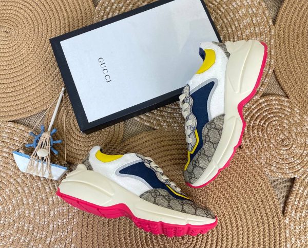 gucci ayakkabi rhyton pembe lacivert sari sneaker