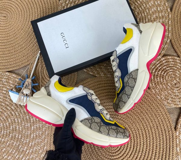 gucci ayakkabi rhyton pembe lacivert sari sneaker