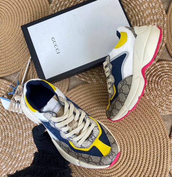 gucci ayakkabi rhyton pembe lacivert sari sneaker