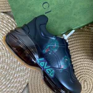 gucci ayakkabi siyah sneaker rhyton seffaf taban