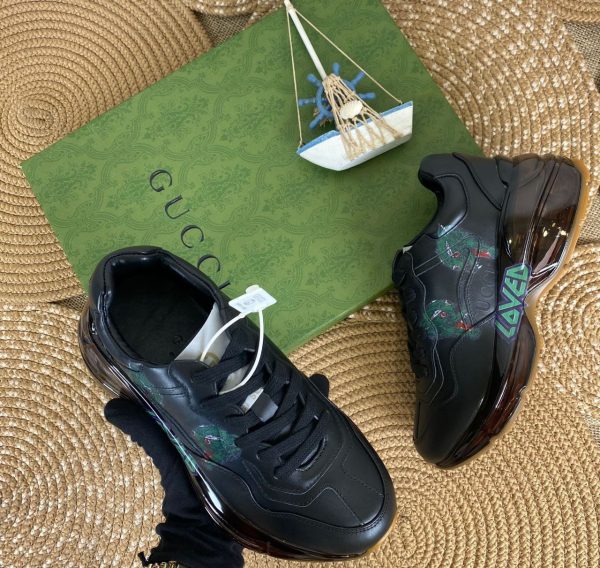 gucci ayakkabi siyah sneaker rhyton seffaf taban