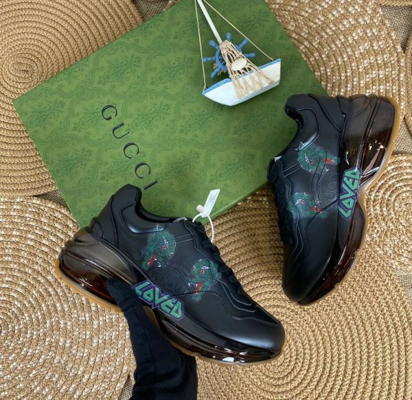 gucci ayakkabi siyah sneaker rhyton seffaf taban