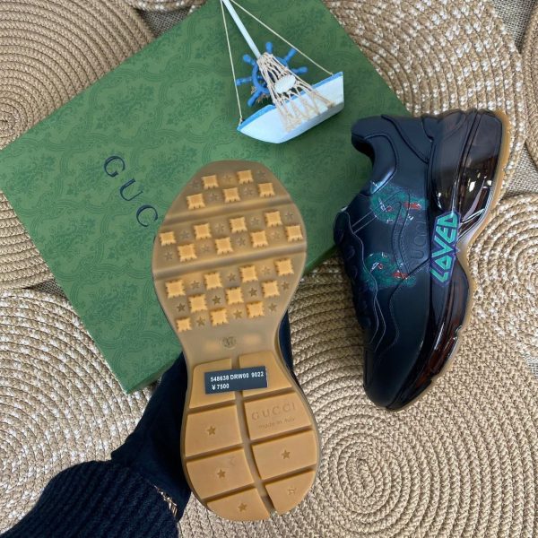 gucci ayakkabi siyah sneaker rhyton seffaf taban