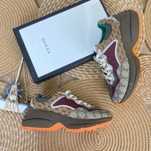 gucci ayakkabi sneaker rhyton kahve monogram turuncu