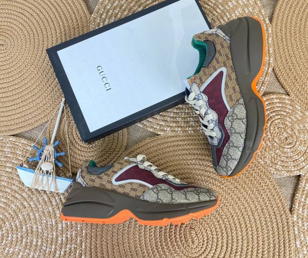 gucci ayakkabi sneaker rhyton kahve monogram turuncu
