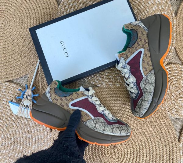 gucci ayakkabi sneaker rhyton kahve monogram turuncu