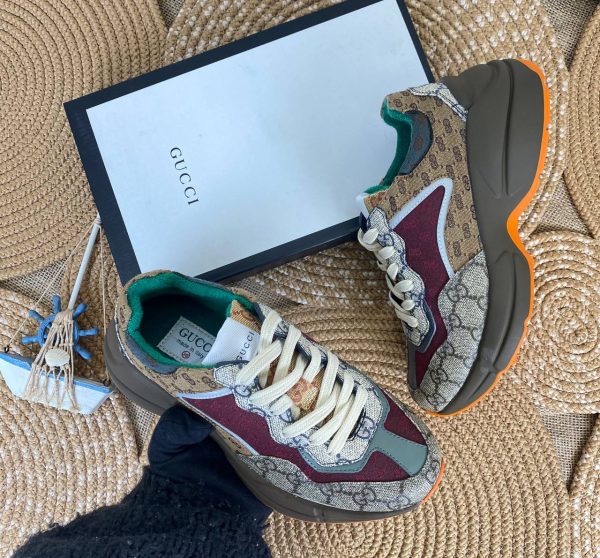 gucci ayakkabi sneaker rhyton kahve monogram turuncu