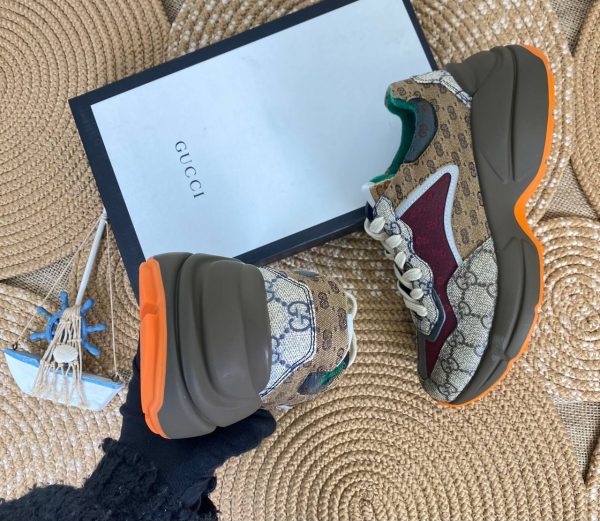 gucci ayakkabi sneaker rhyton kahve monogram turuncu