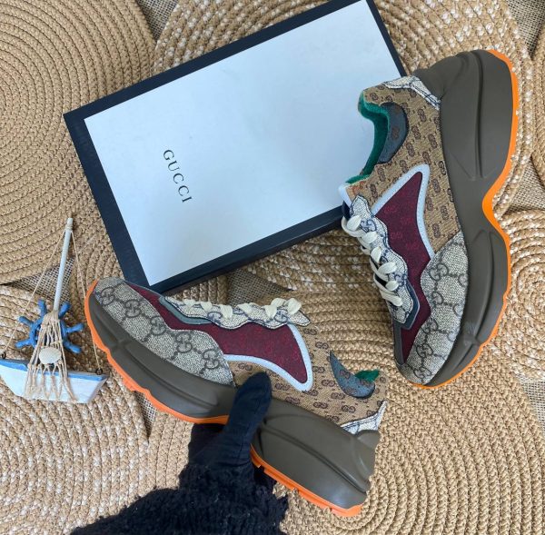 gucci ayakkabi sneaker rhyton kahve monogram turuncu