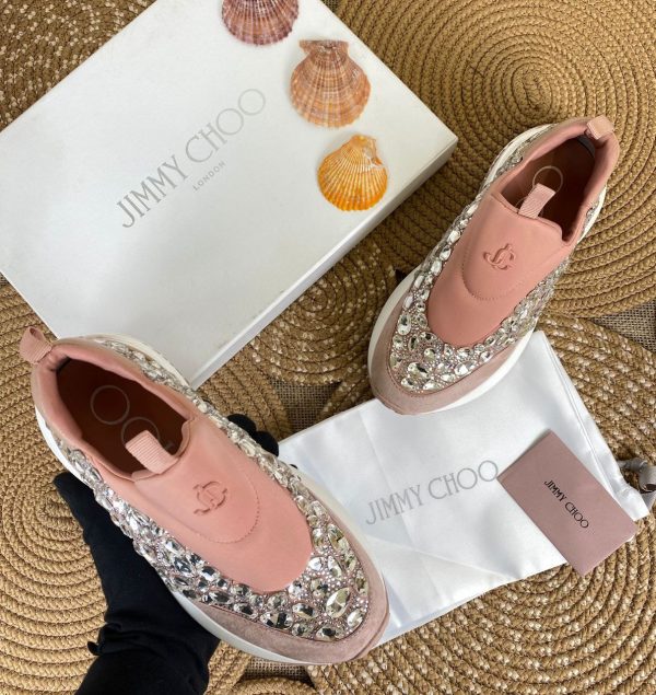 jimmy choo ayakkabi sneaker ayakkabi tasli pembe