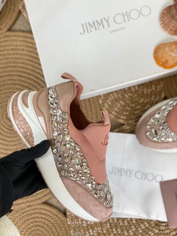 jimmy choo ayakkabi sneaker ayakkabi tasli pembe