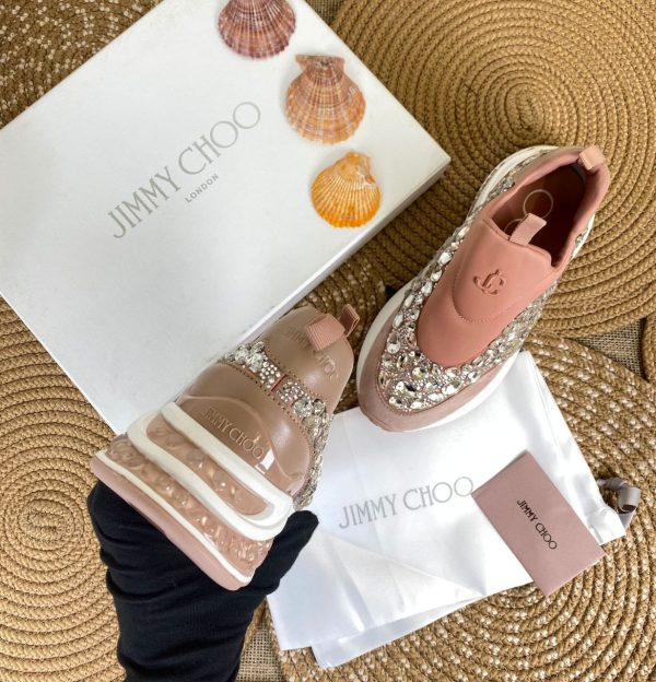 jimmy choo ayakkabi sneaker ayakkabi tasli pembe