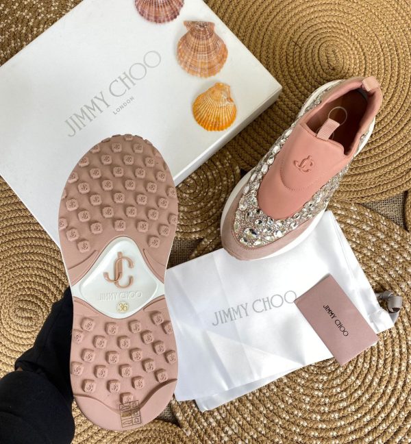 jimmy choo ayakkabi sneaker ayakkabi tasli pembe