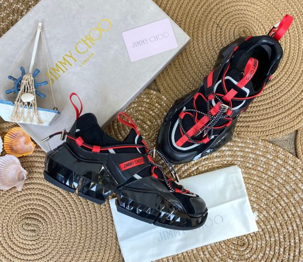 jimmy choo ayakkabi sneakers diamont siyah kirmizi