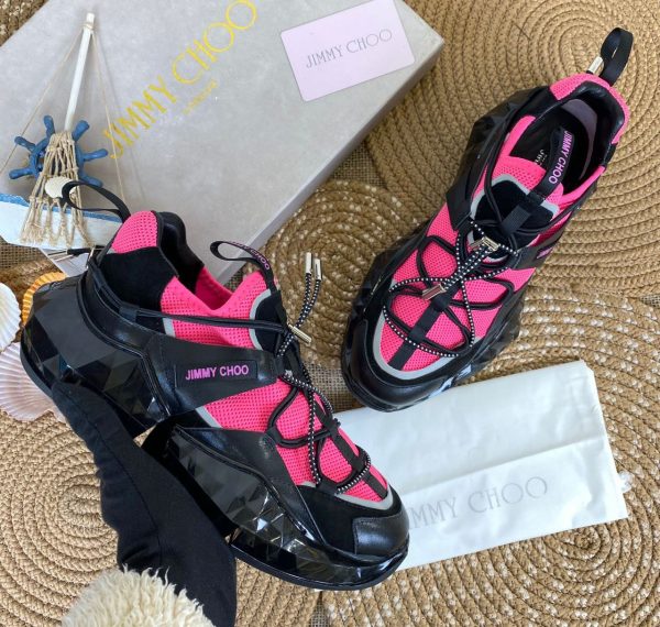 jimmy choo ayakkabi sneakers diamont siyah pembe