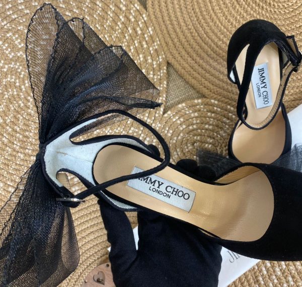 jimmy choo ayakkabi topuklu siyah 11 cm fiyoklu suet pumps