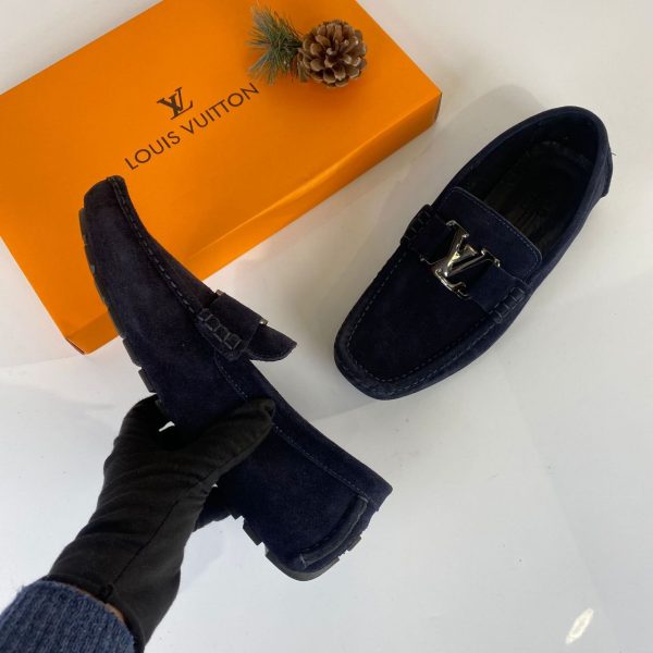 louis vuitton ayakkabi erkek lacivert suet loafer monte carlo moccasin