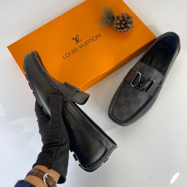 louis vuitton ayakkabi erkek loafer monte carlo moccasin siyah gri damali