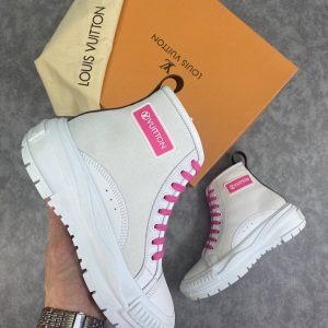 louis vuitton ayakkabi squad sneaker yarim bot beyaz pembe