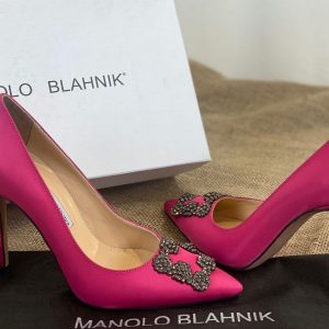 manolo blahnik ayakkabi pembe saten pumps 12 cm