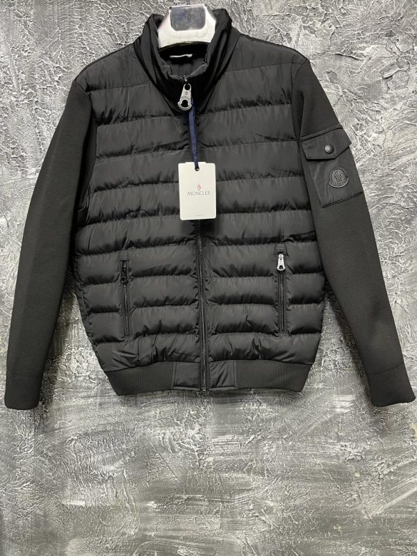 moncler mont erkek kolu trikolu cepli siyah yeni sezon
