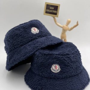moncler sapka lacivert bucket pelus yumusak dokulu