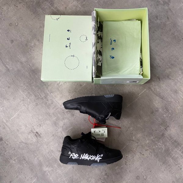 off white ayakkabi erkek sneakers siyah hakiki deri