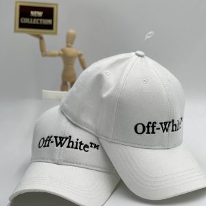 off white sapka beyaz siyah yazili