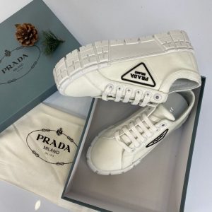prada ayakkabi beyaz nylon gabardine sneakers