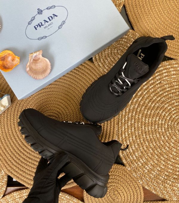 prada ayakkabi sneaker rush gabardine re nylon siyah alt siyah