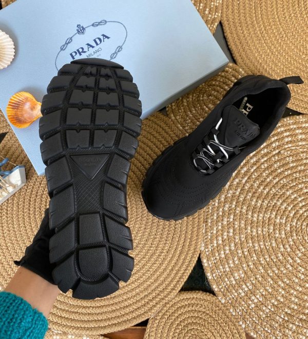 prada ayakkabi sneaker rush gabardine re nylon siyah alt siyah