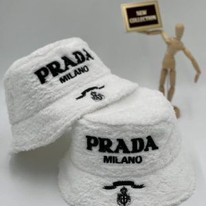 prada sapka beyaz bucket pelus yumusak dokulu