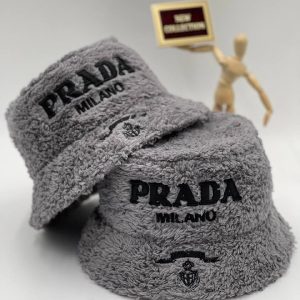 prada sapka gri bucket pelus yumusak dokulu