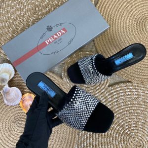 prada terlik brushed tasli yeni sezon topuk 7cm