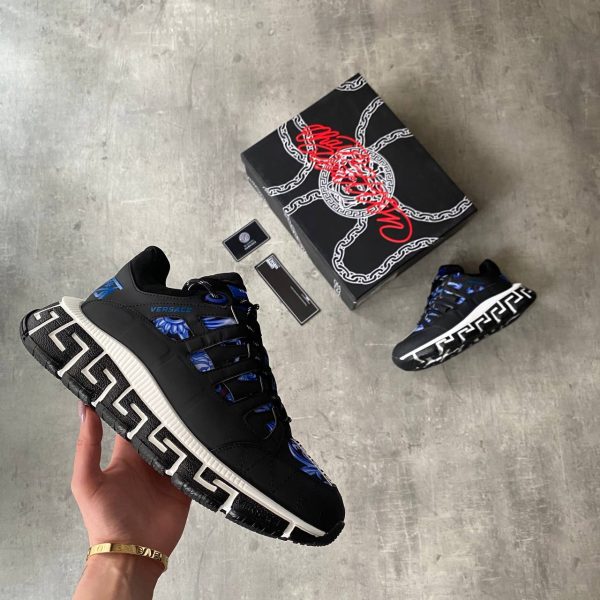 versace ayakkabi erkek sneakers siyah mavi