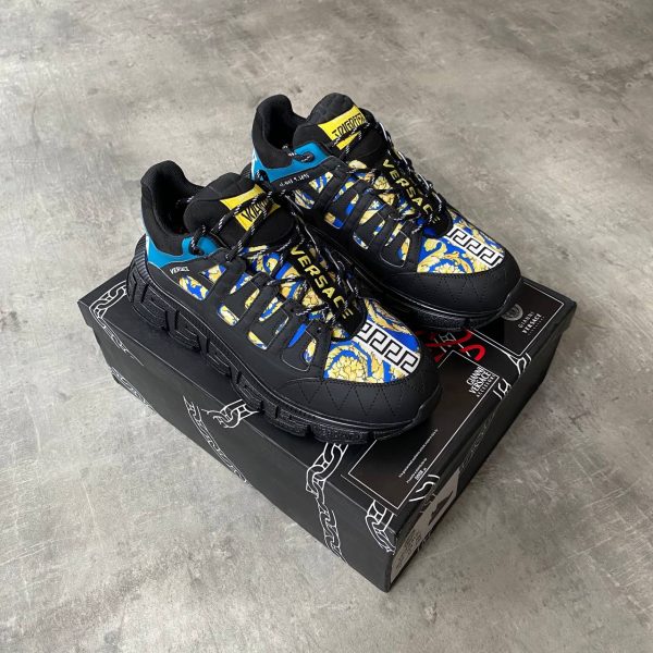 versace ayakkabi erkek sneakers siyah mavi sari