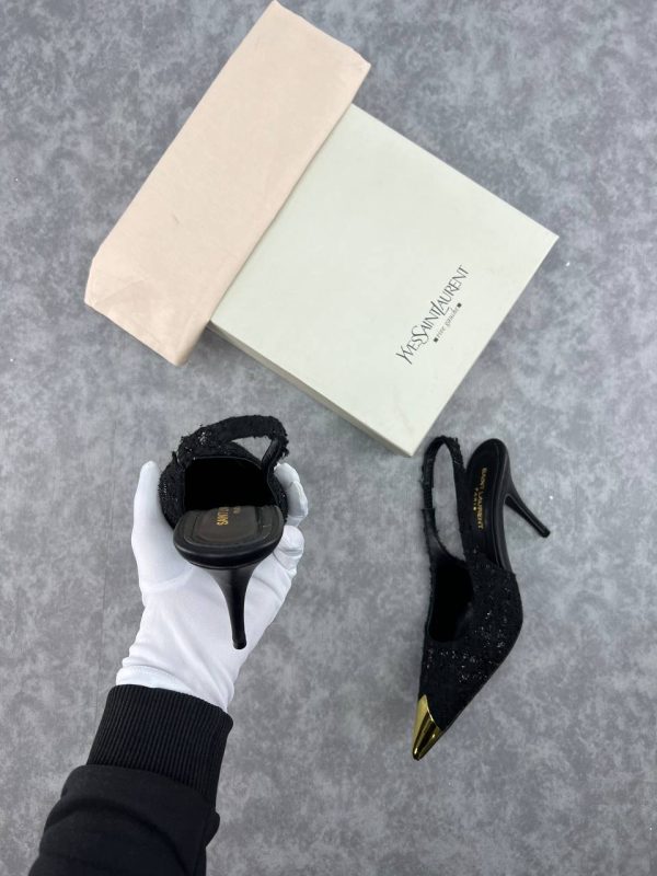 yves saint laurent ayakkabi buklet tuvit siyah slingback pumps 8 cm