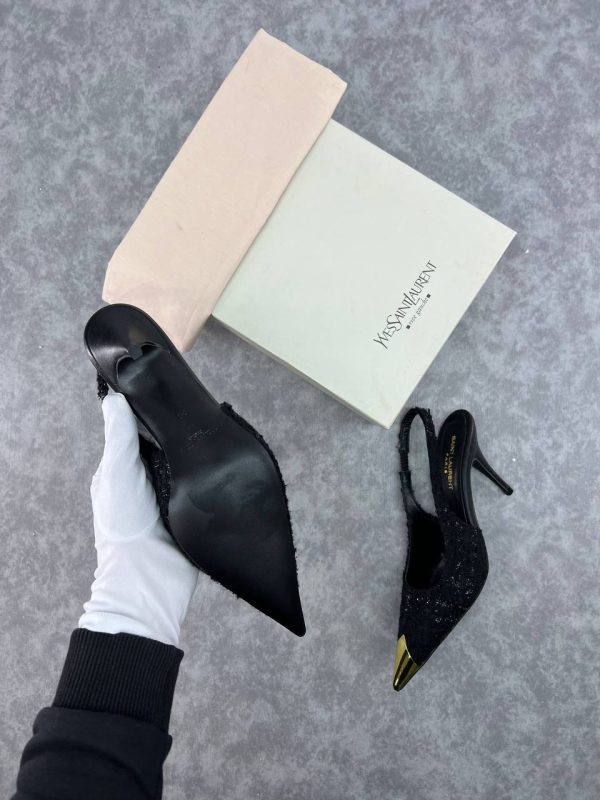 yves saint laurent ayakkabi buklet tuvit siyah slingback pumps 8 cm