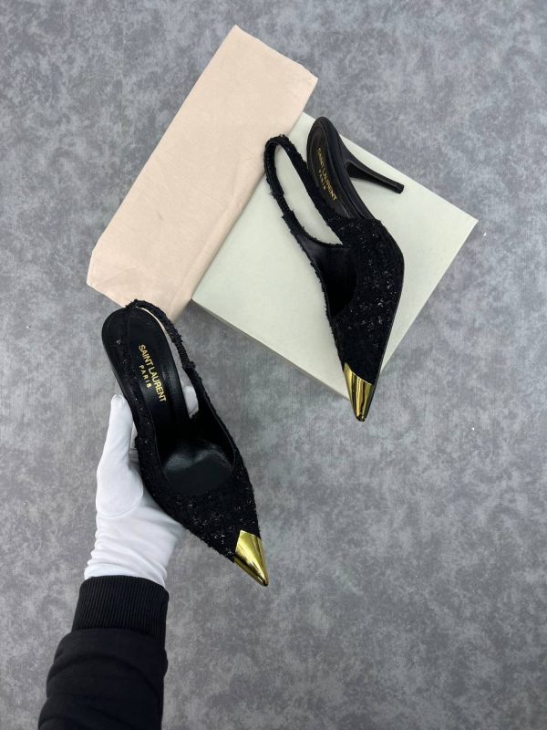 yves saint laurent ayakkabi buklet tuvit siyah slingback pumps 8 cm