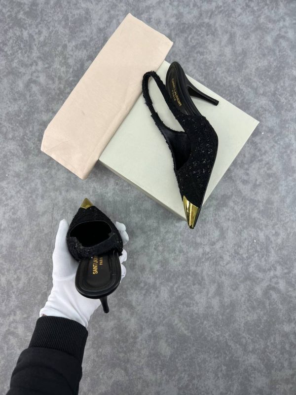 yves saint laurent ayakkabi buklet tuvit siyah slingback pumps 8 cm