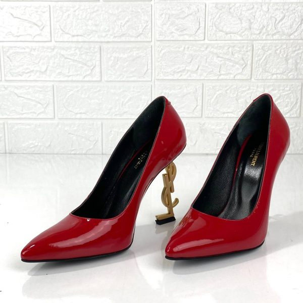 yves saint laurent ayakkabi kirmizi opyum logo rugan 11 cm