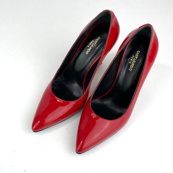 yves saint laurent ayakkabi kirmizi opyum logo rugan 11 cm