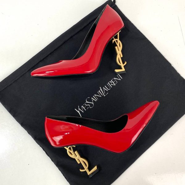 yves saint laurent ayakkabi kirmizi opyum logo rugan 11 cm