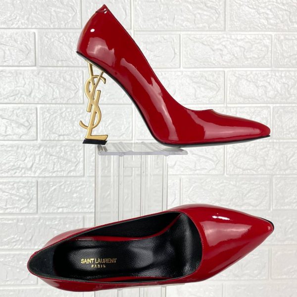 yves saint laurent ayakkabi kirmizi opyum logo rugan 11 cm