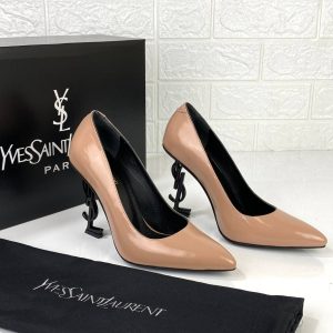 yves saint laurent ayakkabi nude rugan siyah topuk opyum logo pumps 11 cm