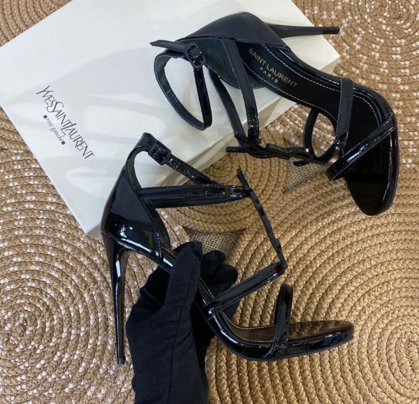 yves saint laurent ayakkabi patent leather with black 11 cm topuklu siyah
